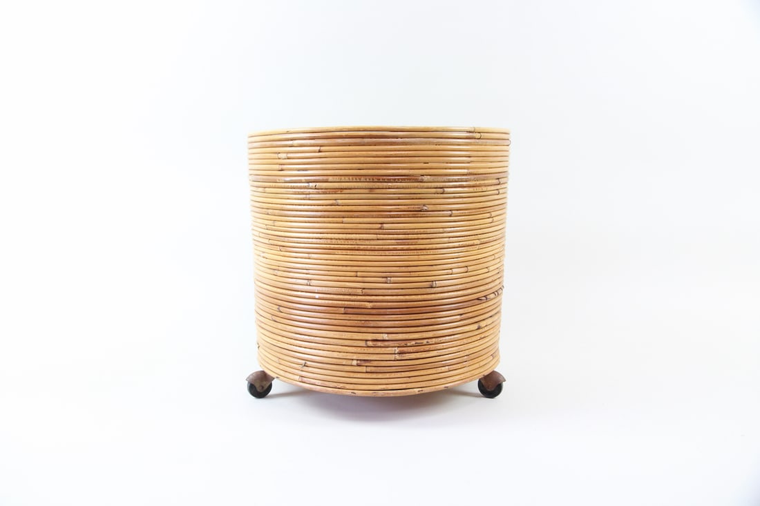 Pencil Reed Bamboo Planter, Waste Basket on Wheels (1 of 6)