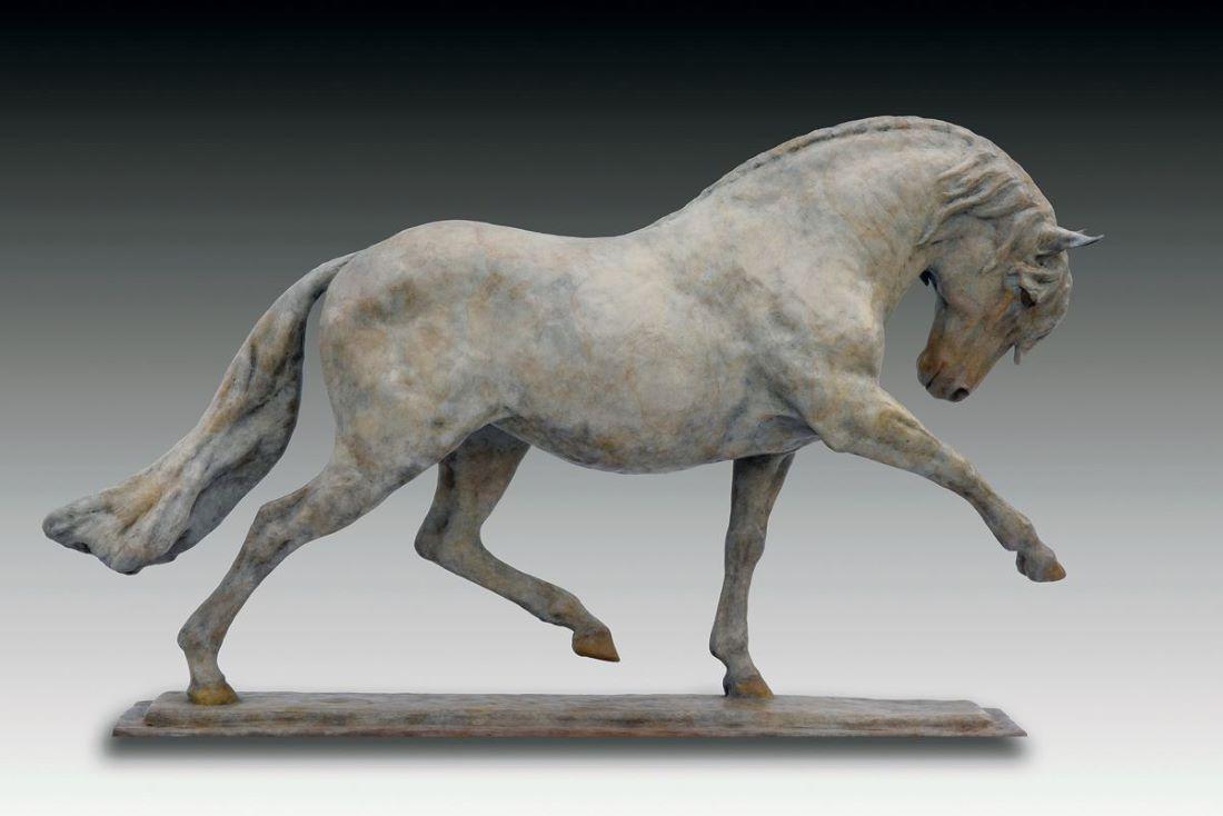 Mike Barlow - Girls Got Rhythm: Bronze 17 x 27 x 5 inches I stretched my capacity when sculpting Girls Got Rhythm. My model Andalusian was Fresona Roy, the United States 3x Grand National Champion PRE mare. I was inspired by this be