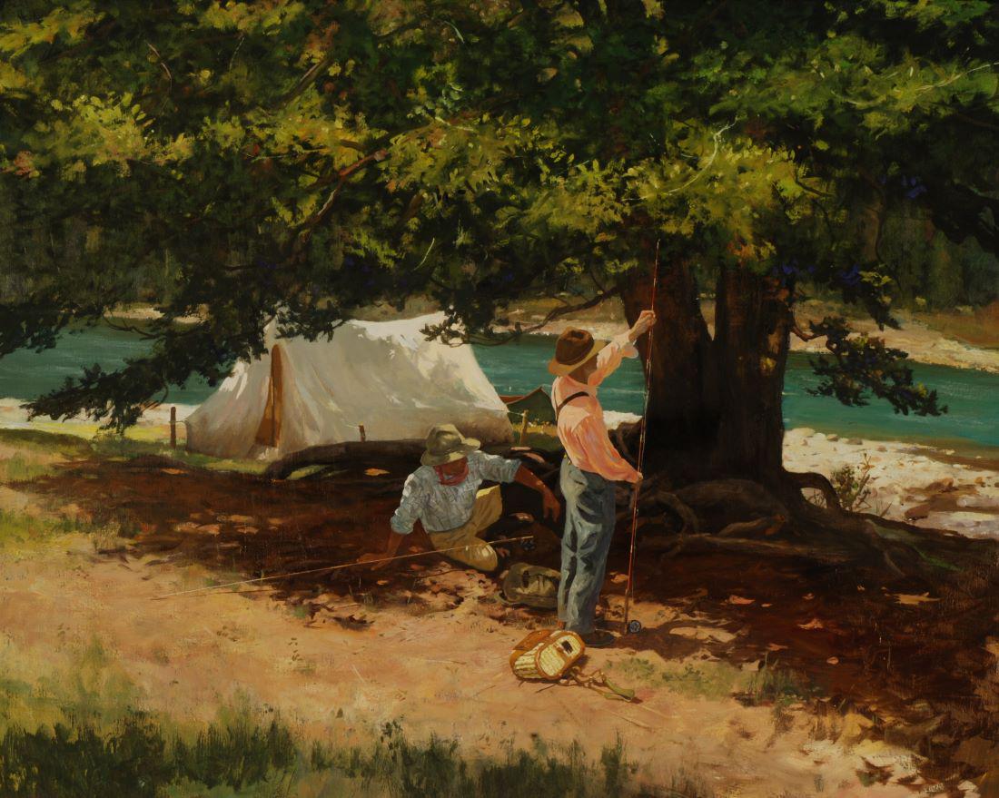 Brett James Smith, Camp & Fish: Artist Brett James Smith, Oil, 24 x 30 inches