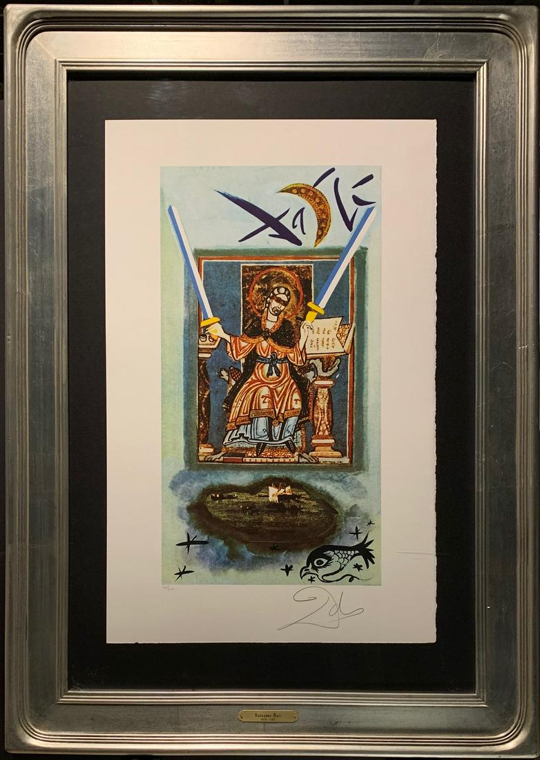 Salvador Dali, Original Hand Signed and Numbered: Salvador Dali (1904-1989) Original hand signed and numbered lithograph "Two Swords" from the "Tarot" series. Publisher Lyle Stuart, 1978, edition of 250. Authenticated by Albert Fields on verso. Sheet
