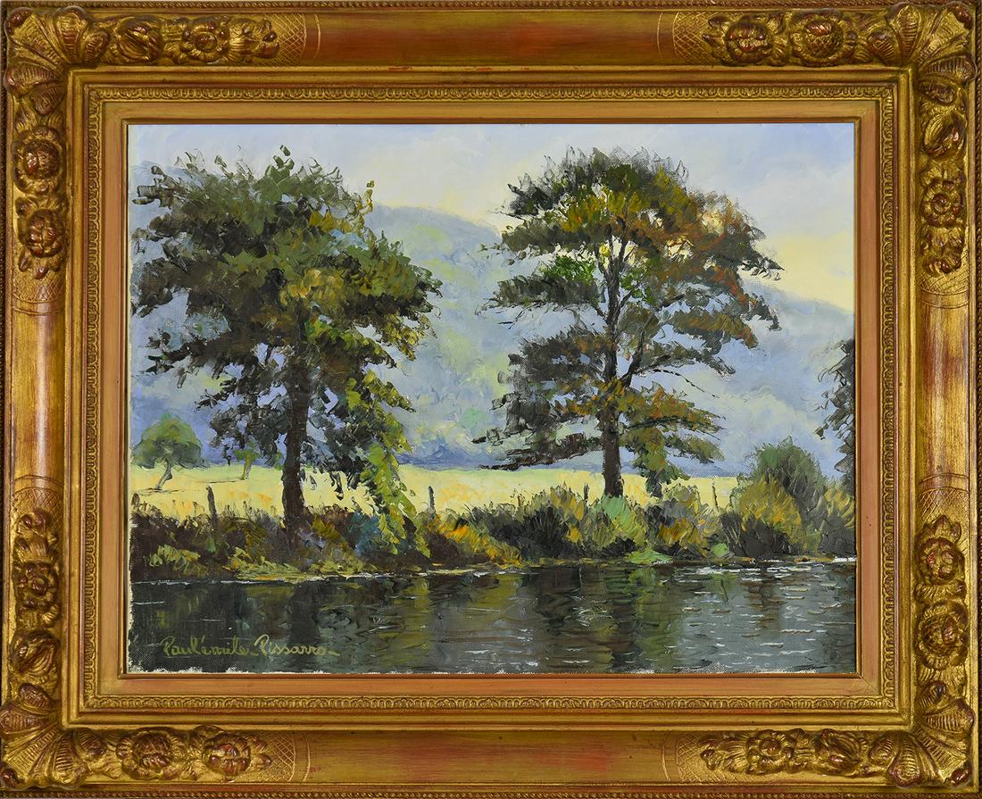 PAULÉMILE PISSARRO, Original oil on canvas, 1950: PAULÉMILE PISSARRO (French 1884 - 1972) "L'Orne en Septembre"Original oil on canvas. Artwork measurements 18 ¹/₈ x 23 ³/₄ inches (46.1 x 60.2 cm). Framed measurements 26 x 32 inches (65