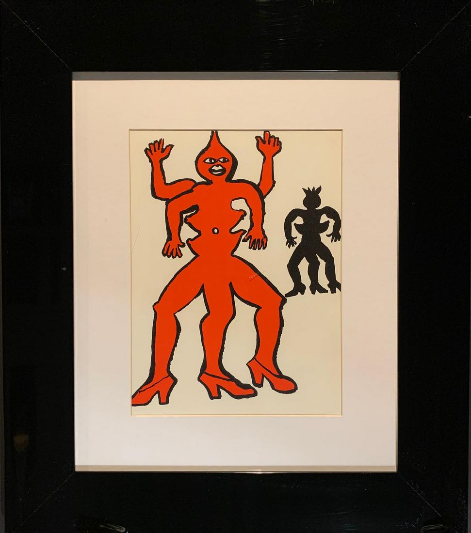 Alexander Calder, Original lithograph: Alexander Calder (1898 - 1976) Original color lithograph on paper. Original lithograph on paper. Year: 1975. Image Size: 14 x 11 in, framed 27 x 23 in. Edition: Published by: Maeght, Paris. Printed by