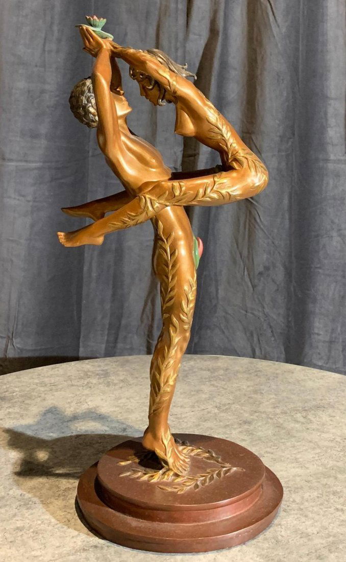 Erté, Bronze statue, "The Number 4": Erté (Roman de Tirtoff) 1892-1990. Bronze statue, "The Number 4." Fine Art Acquisitions, 1980. Numbered A/P 1/30. Dimensions are about 18.5" x 8" x 7"