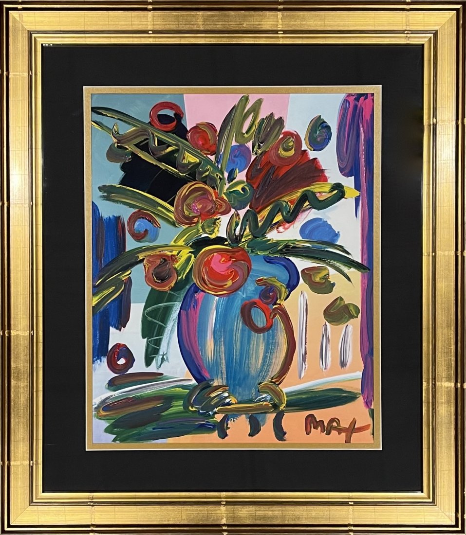Peter Max - Original mixed media, "Flowers in Vase" (1 of 3)