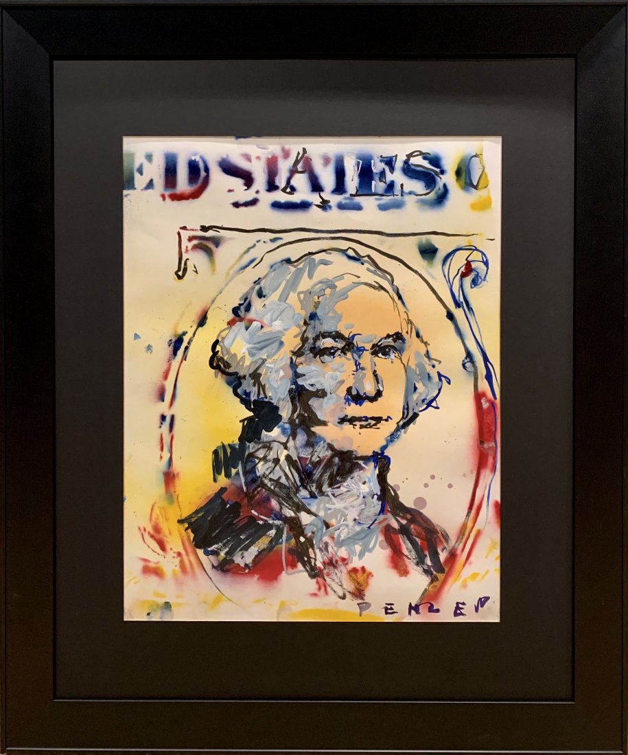 Steve Penley, original acrylic on Paper, "$1 Bill" (1 of 2)