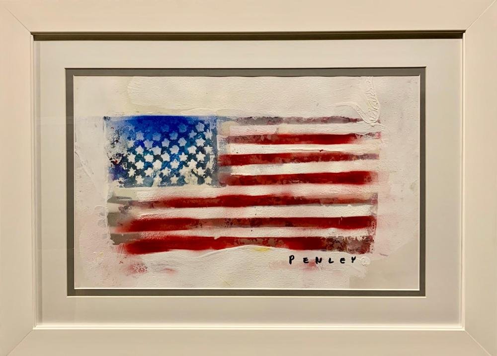Steve Penley, Original acrylic on paper, "Flag" (1 of 2)
