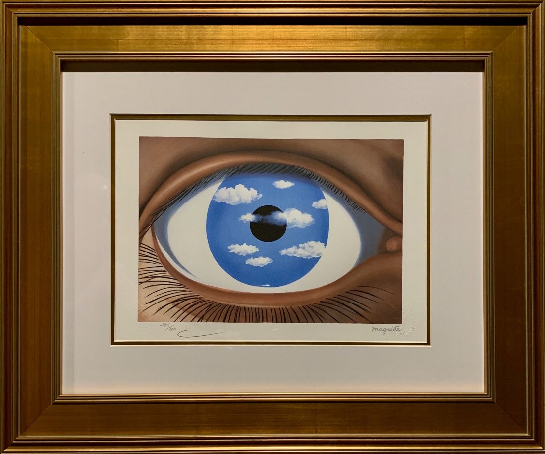 Rene Magritte, Color lithograph, "The False Mirror" (1 of 4)