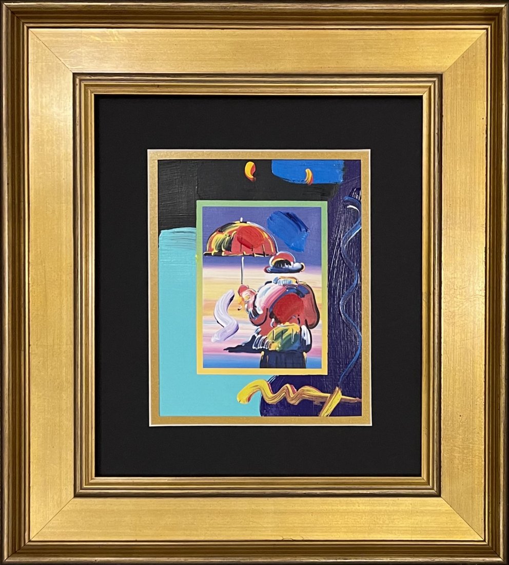 Peter Max, original mixed media, "Umbrella Man" (1 of 2)