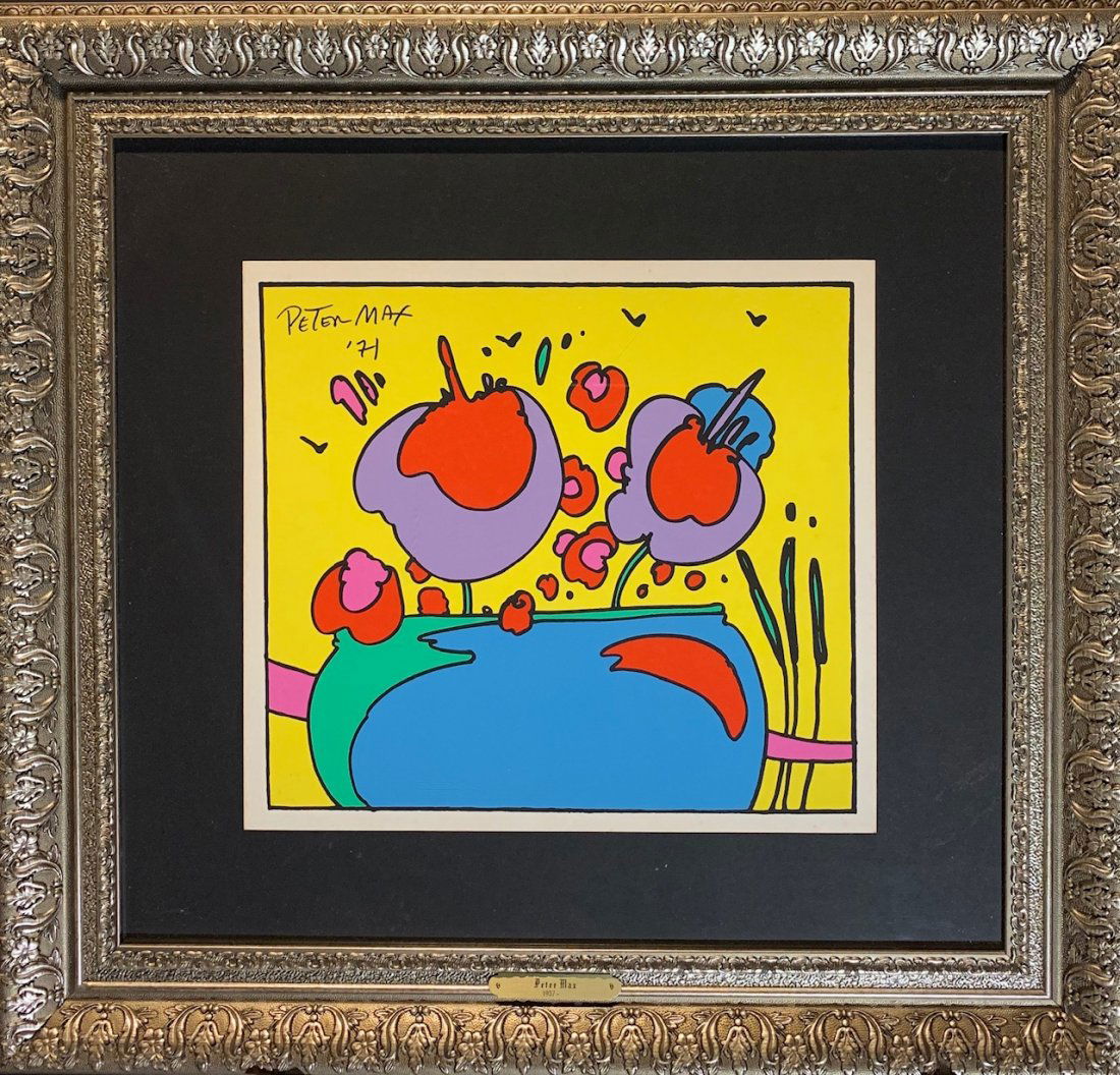 Peter Max - Original Mixed Media, "Cosmic Flowers" (1 of 2)