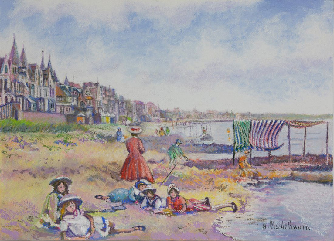 H Claude Pissarro, original pastel on board (1 of 2)