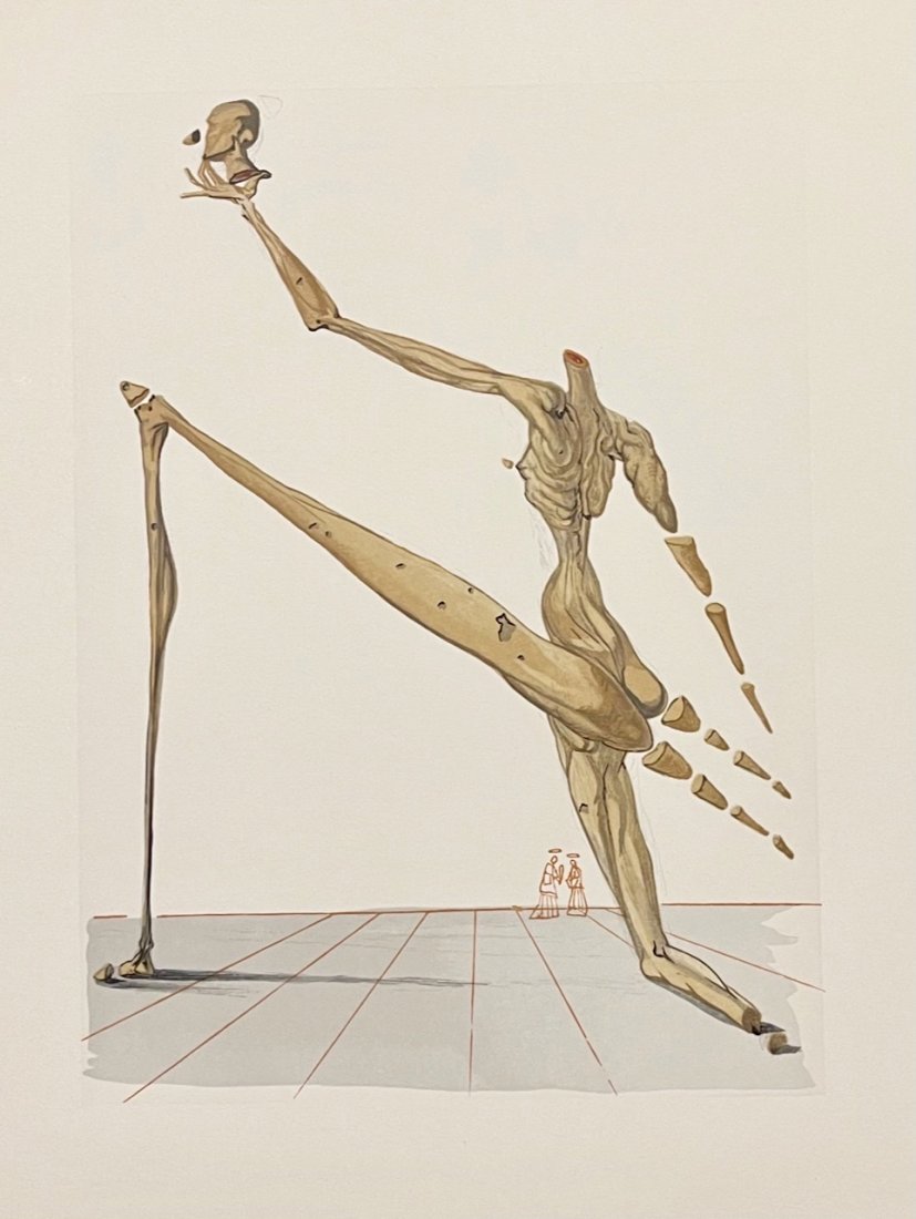 Salvador Dali, Original woodblock engraving: Salvador Dali (1904-1989) Original color woodblock. From the suite: The Divine Comedy, publisher: Les Heures Claires, Paris. Year published 1960 - 1964. Sheet 13 x 10 inches. Excellent condition, neve