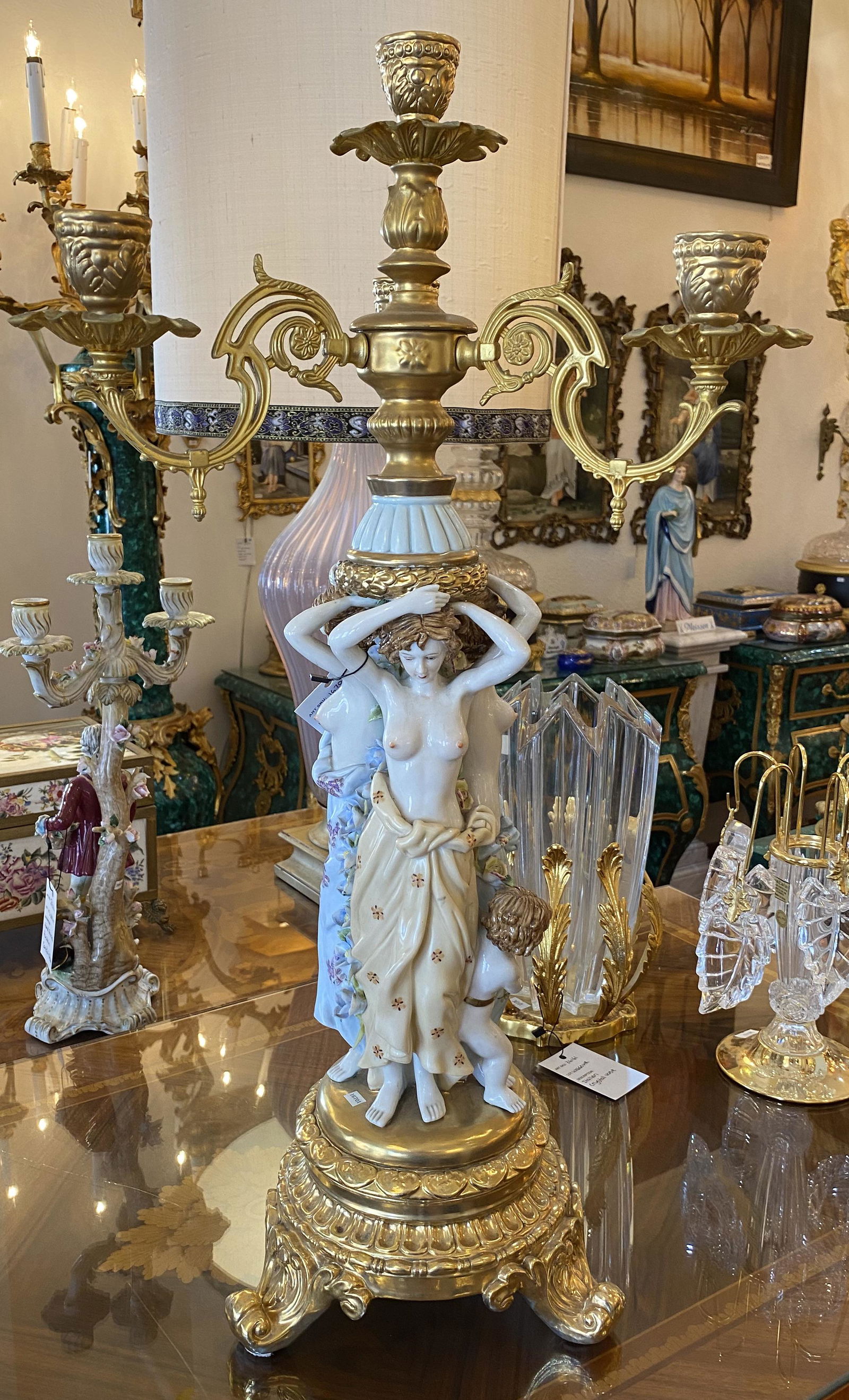 Large Porcelain Group of Ladies Centerpiece  Candle (1 of 6)