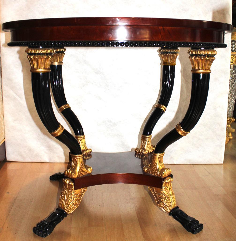 Spanish Empire Style Round Marquetry Center Table (1 of 4)
