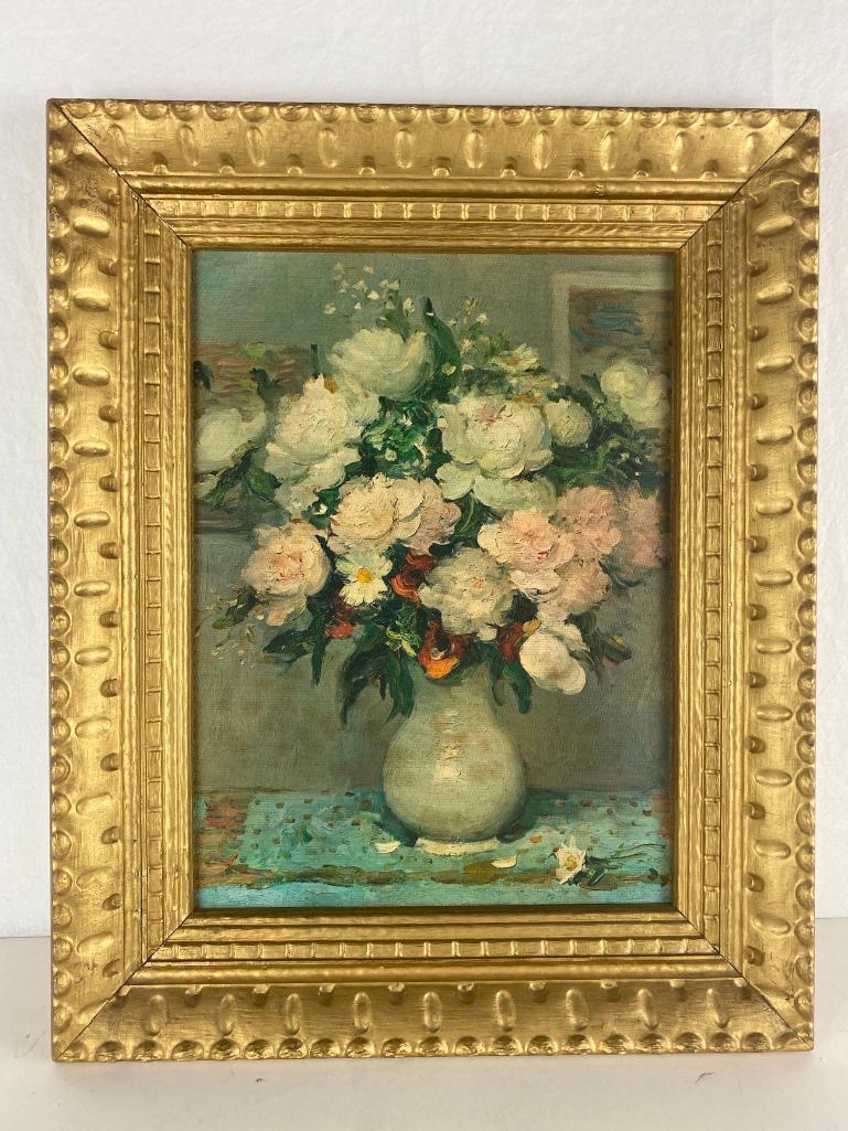 Print of Oil Painting "Peonies and Roses" by Marcel Dyf: Oil Painting "Peonies and Roses" by Marcel Dyf (1899-1985). This is a very good quality print. From local estate approx 17x21