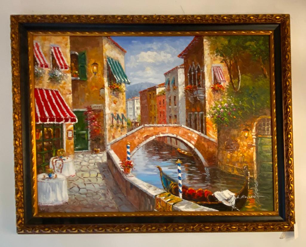Large Gilt and Black Frames Oil Painting "Venice (1 of 6)