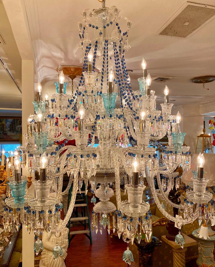 Impressive Cobalt and Clear Crystal Chandelier (1 of 4)