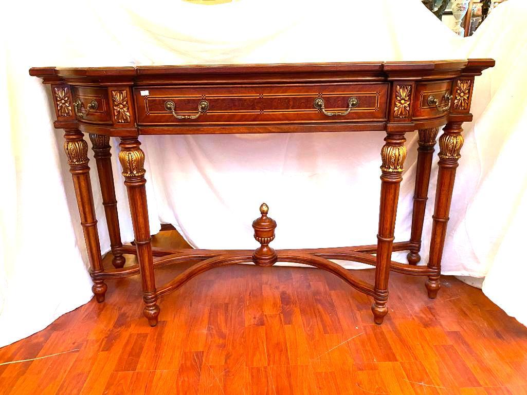 Marquetry 3 Drawer Console Table (1 of 10)