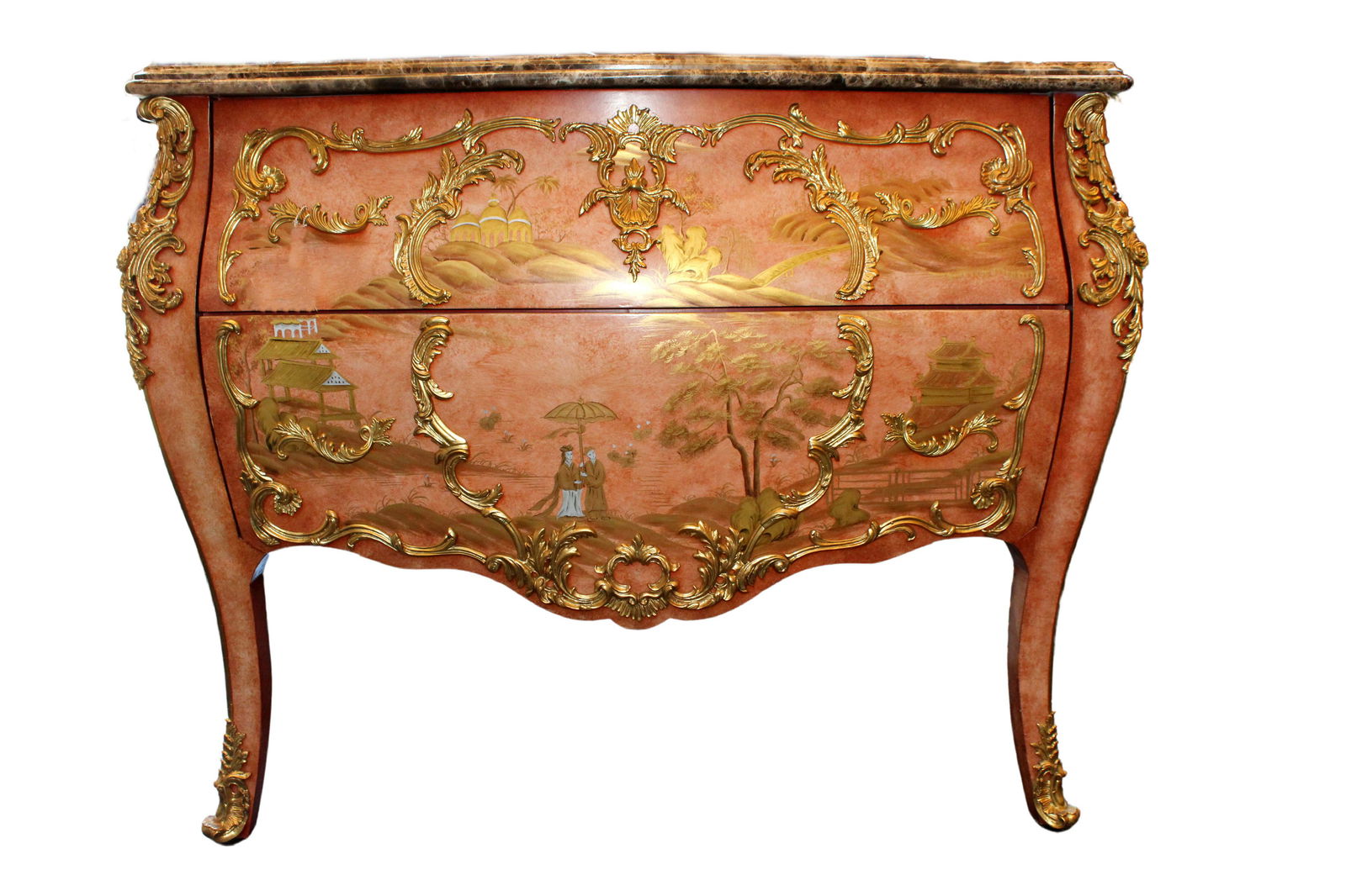 Ormolu Bronze Mounted Chinoiserie Commode with a Marble (1 of 9)