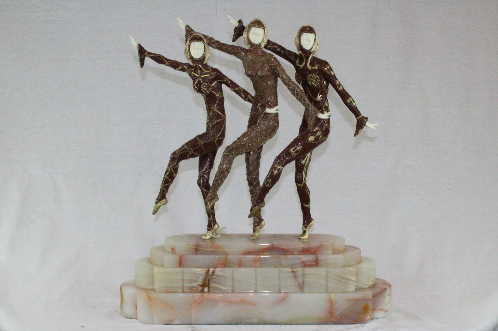 Art Deco Bronze Sculpture ''Les Girls'' on Marble Base (1 of 2)