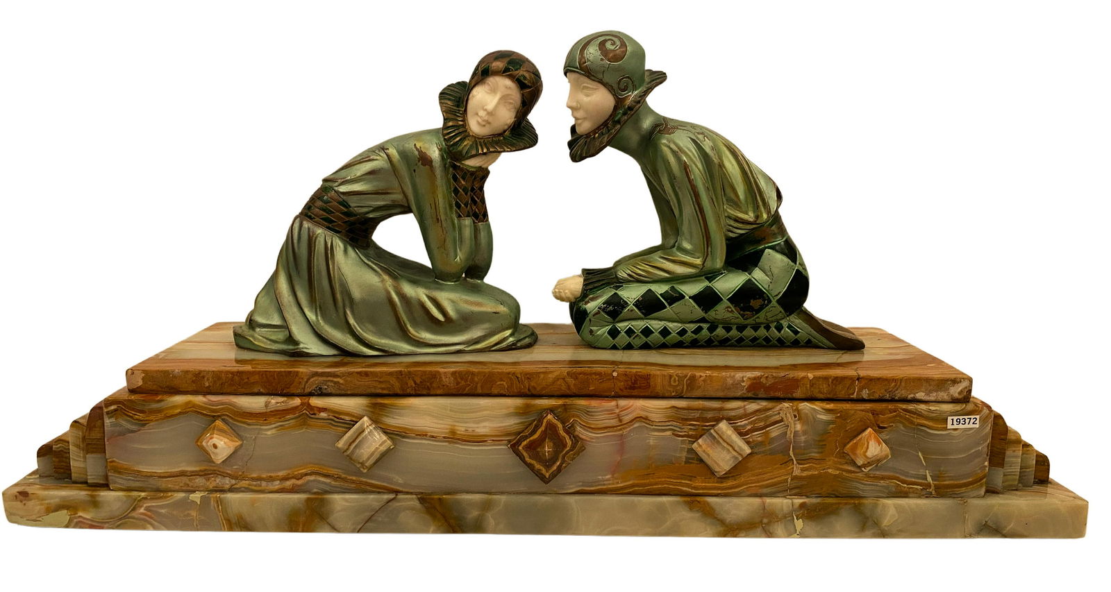 Art Deco Bronze Sculpture ''Tender Promises'' on Marble (1 of 9)