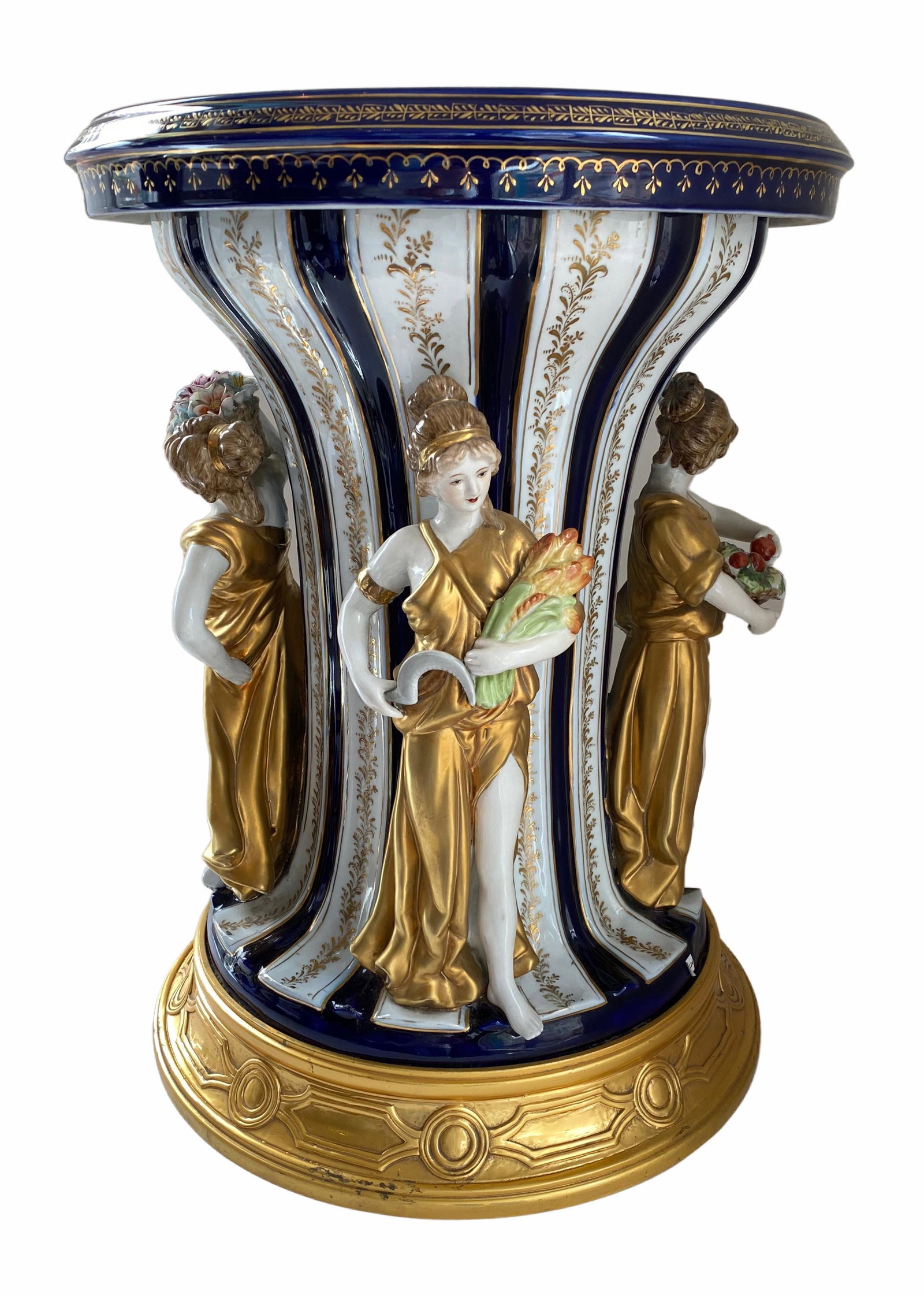 Hand Painted Four Seasons Stool: Hand Painted Four Seasons Stool Approximate dimensions 18.5" x 14" diameter