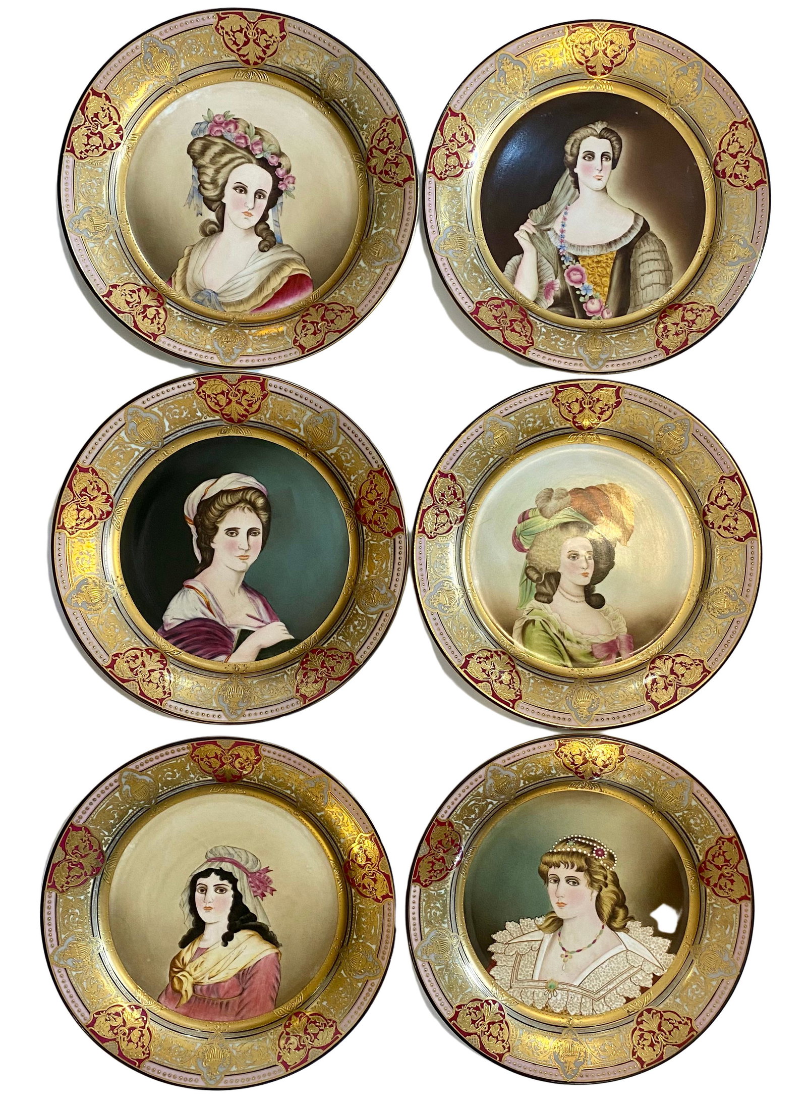 6 Sevres Style Decoartive Hand Painted Porcelain Plates (1 of 8)