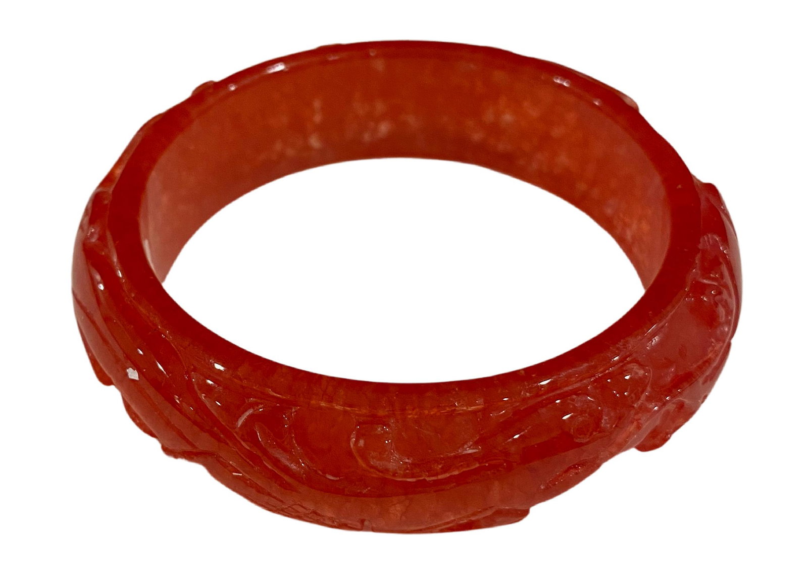 Red Jade Carved Bangle (1 of 4)
