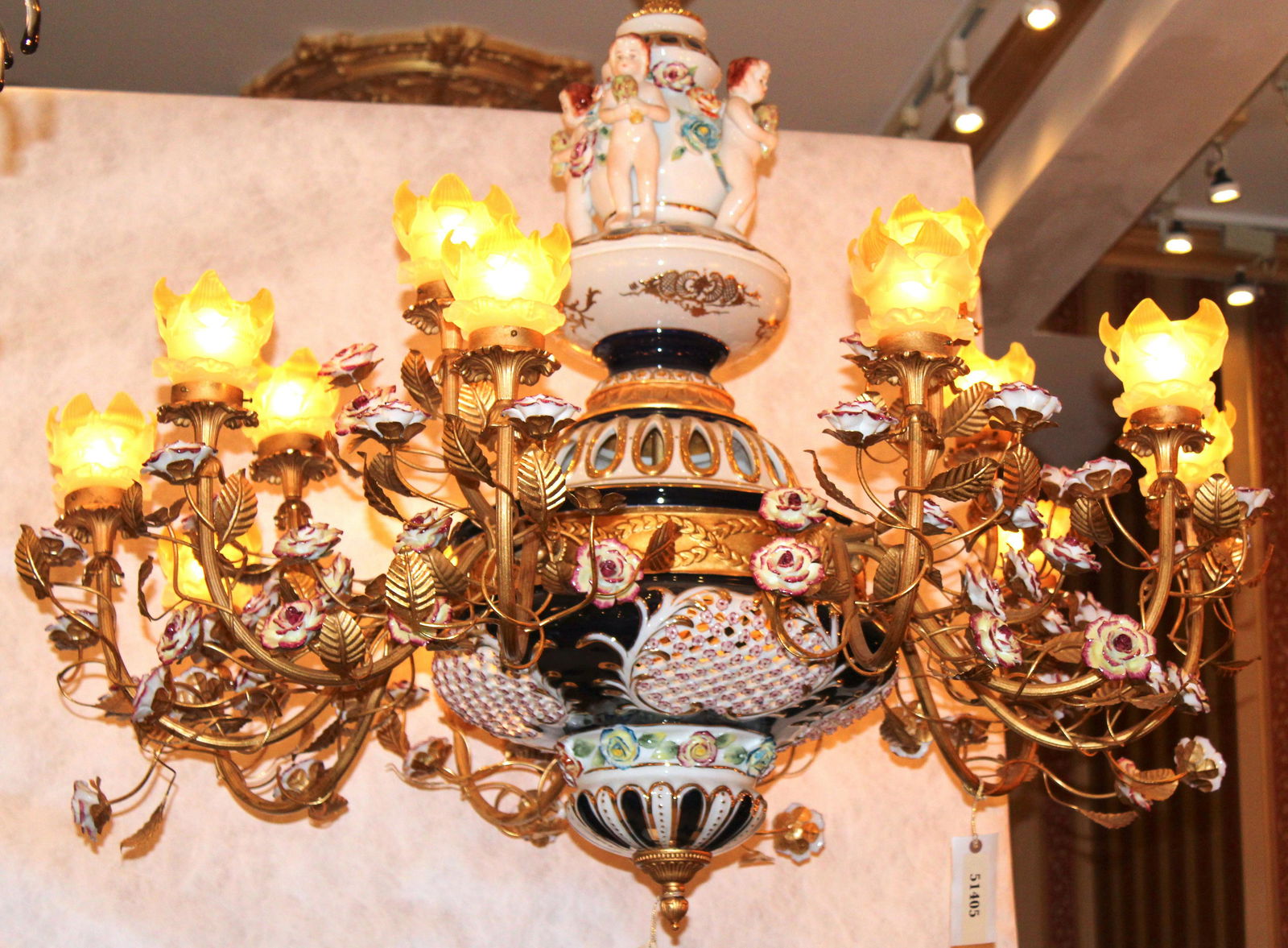 Hand Cut 18 light Floral Chandelier (1 of 3)