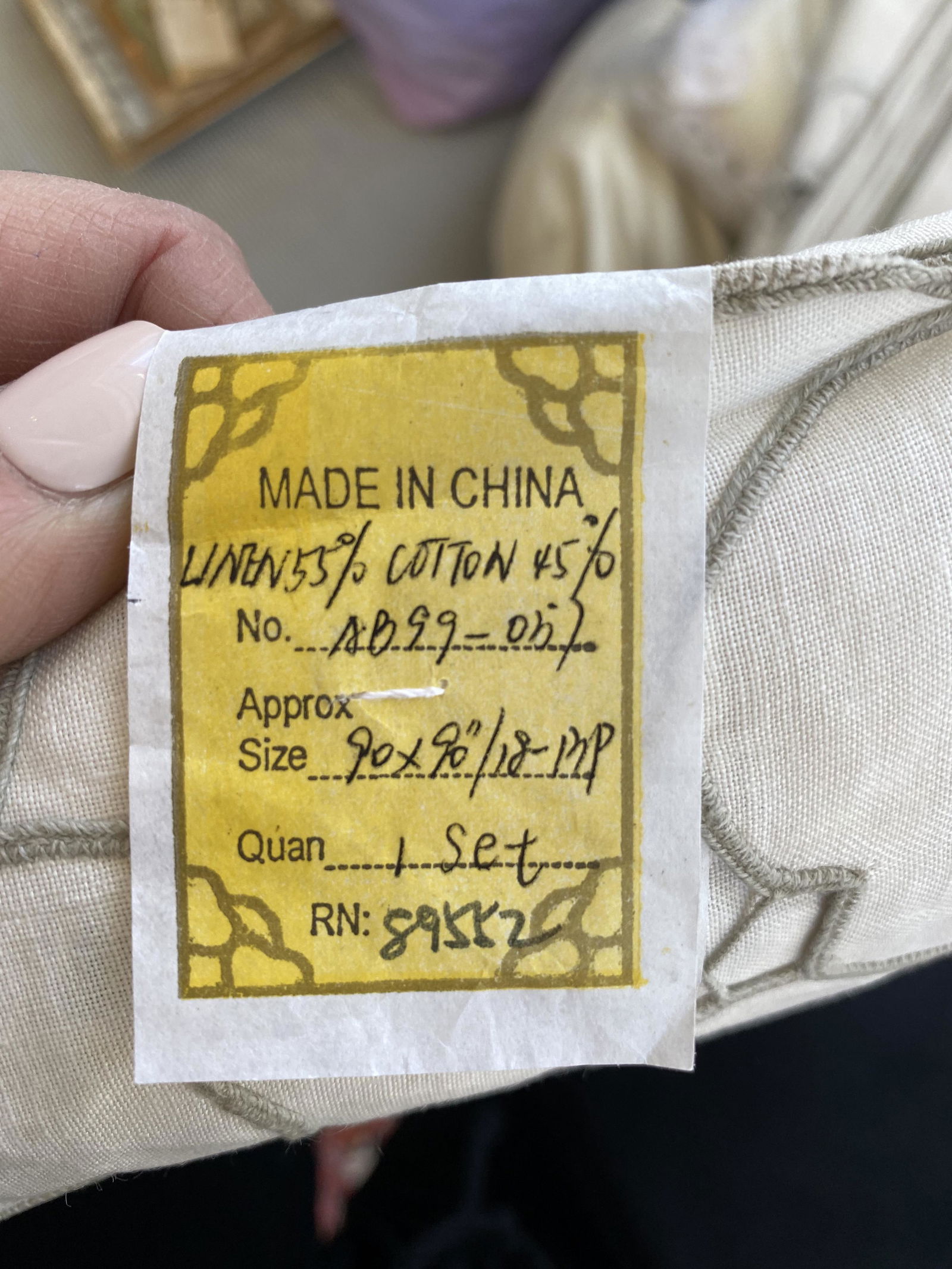 90" Round Linen Blend Table Cloth w/ 12 Napkins (1 of 1)