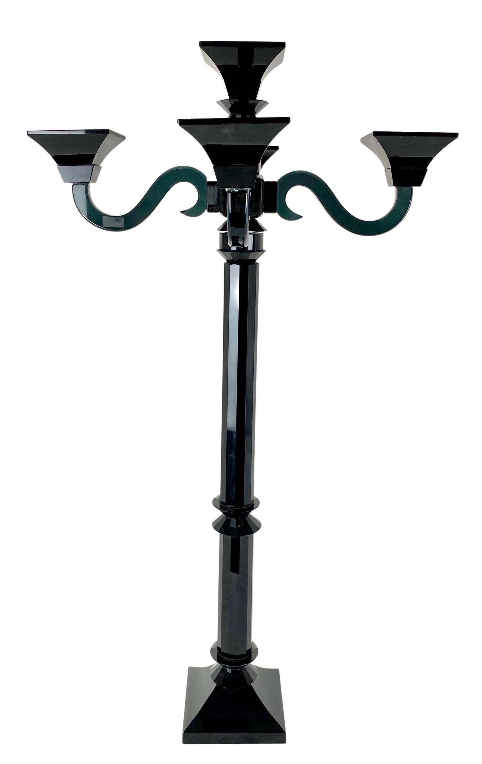 Murano Glass Black 5 Arm Candelabra: Murano Glass Black 5 Arm Candelabra Approximate Dimensions 31.5"H x 18"W x18"D