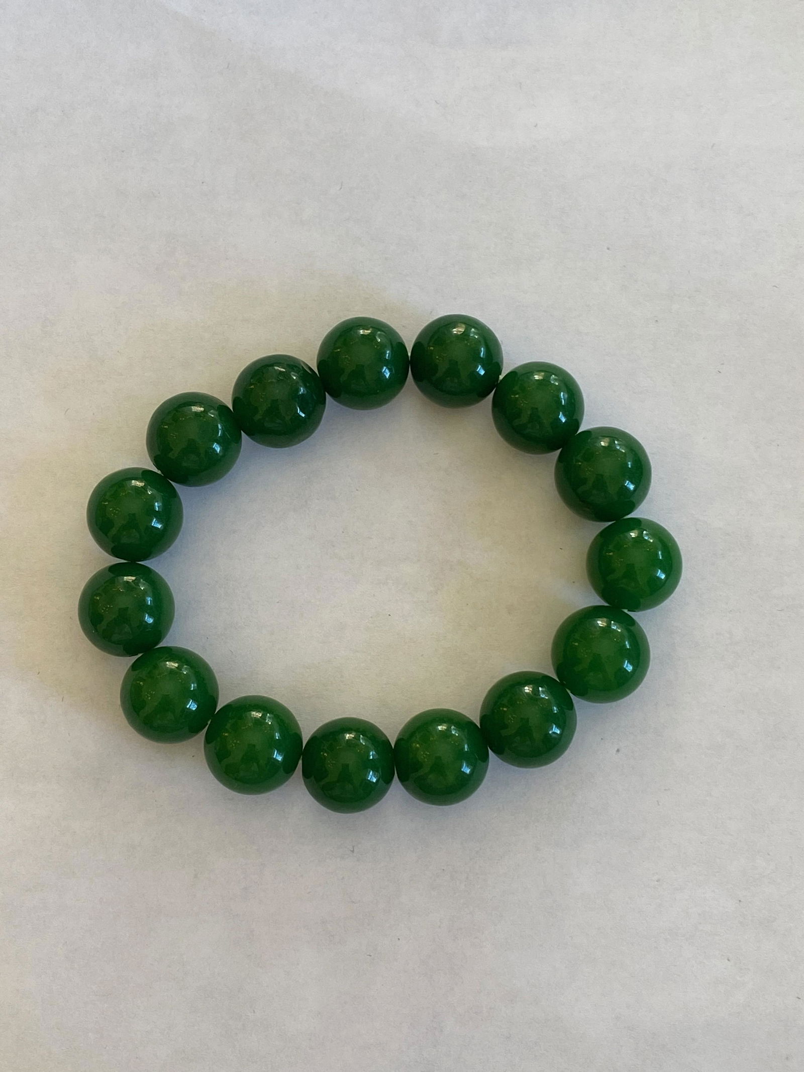 Spinach Green Round Bead Jade Bracelet (1 of 3)