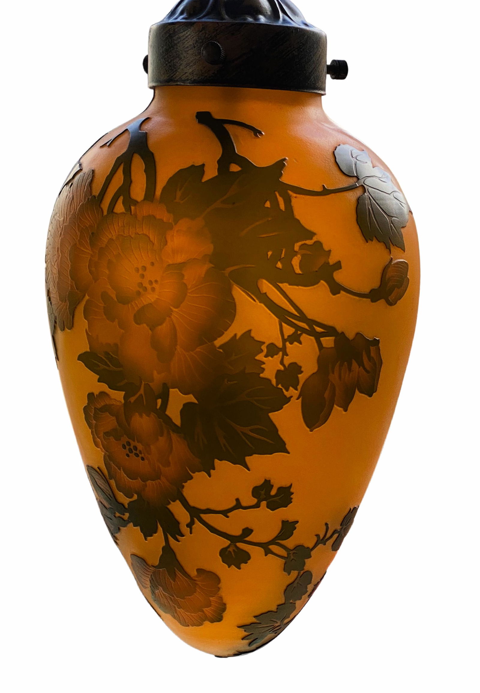 French Art Nouveau Etched Glass Pendant Light (1 of 7)