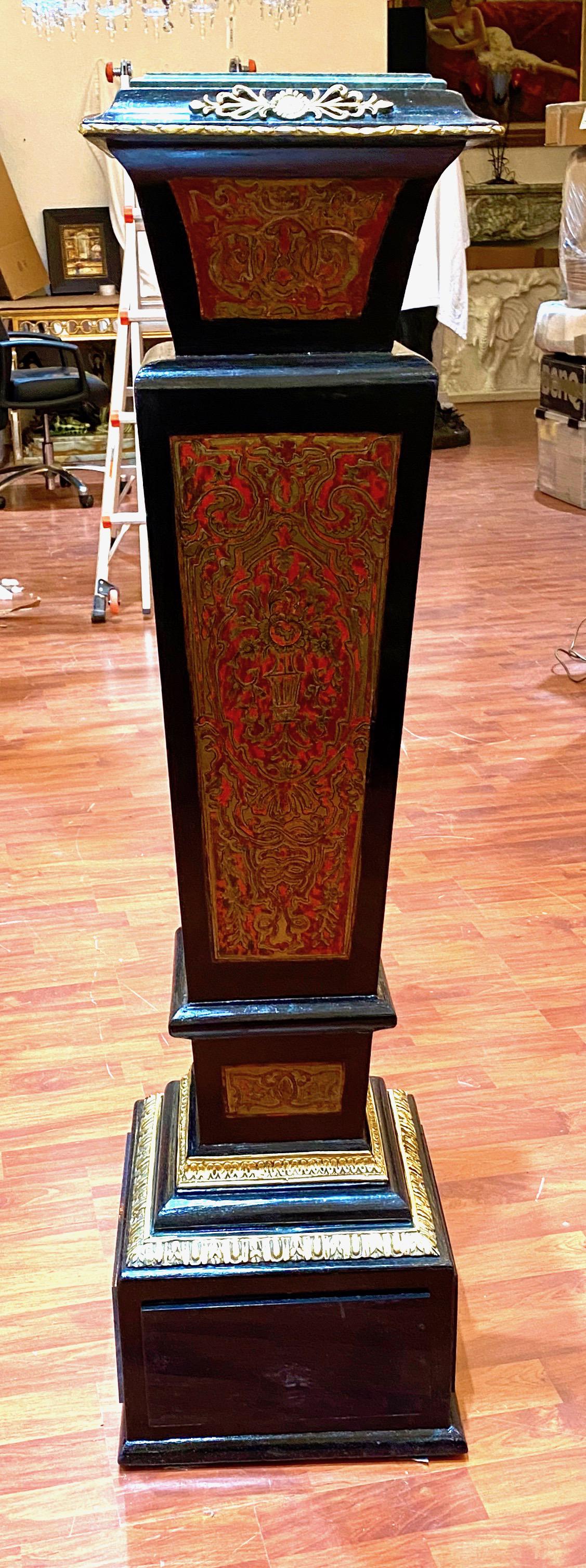 Vintage Boulle Style Pedestal with Marble Top (1 of 10)