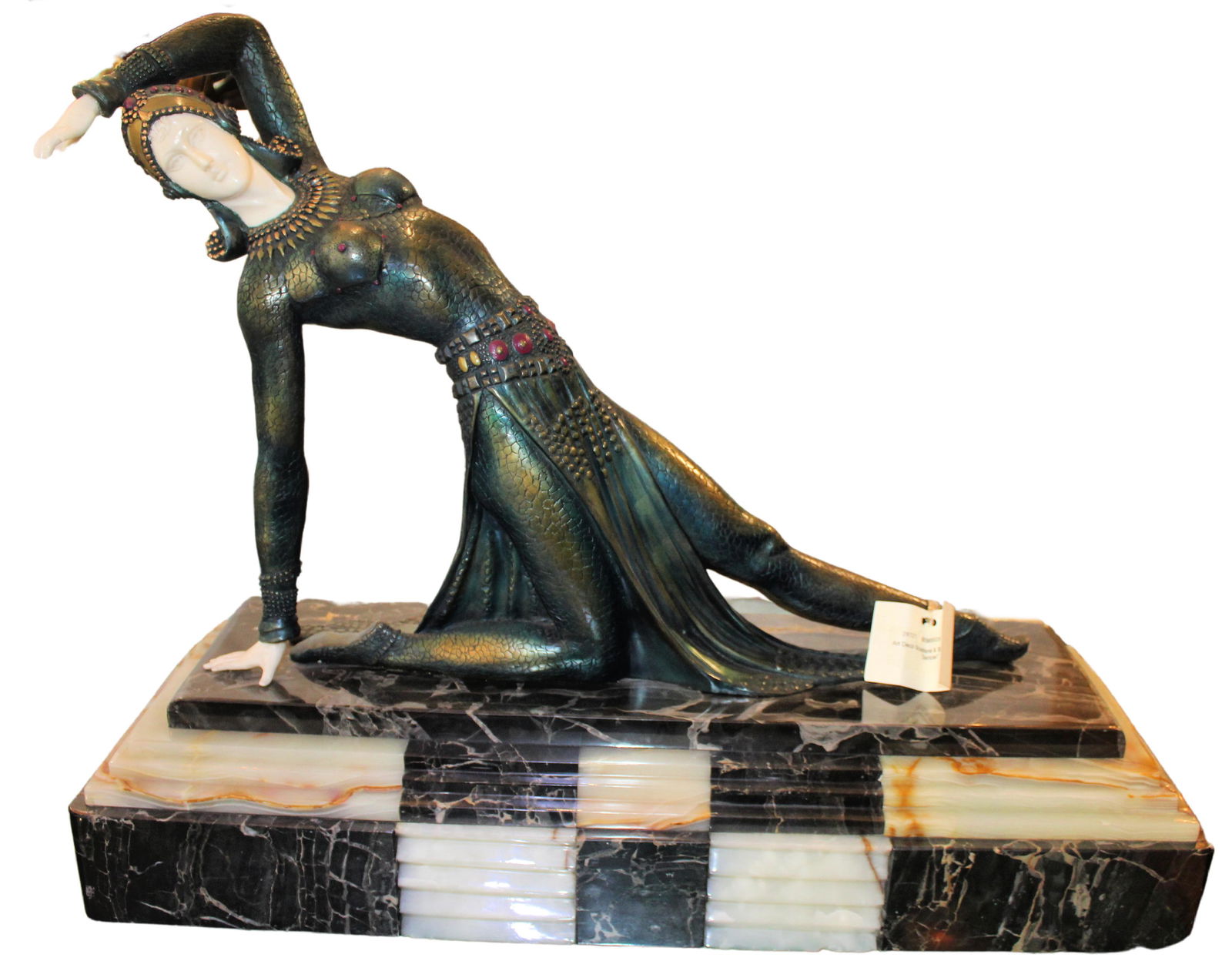 Art Deco Bronze Sculpture ''Exotic Dancer'' on Marble (1 of 2)