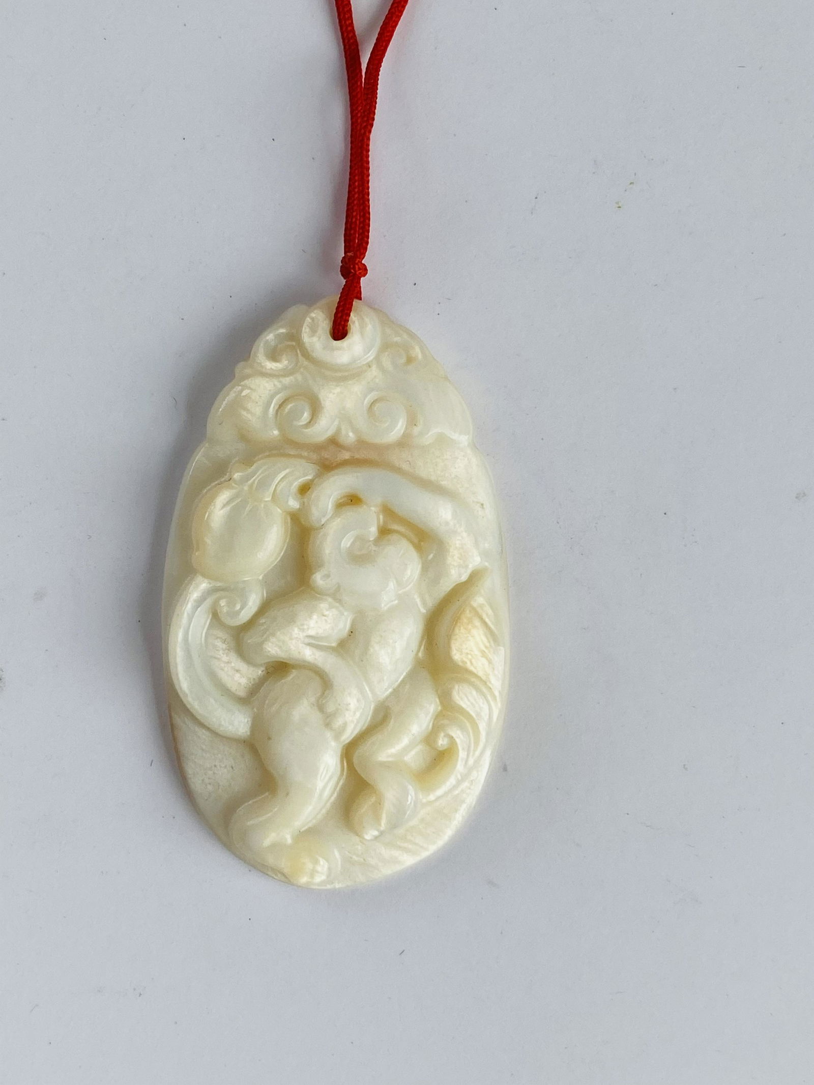 Mother of Pearl Zodiac Necklace on Red String- Monkey (1 of 4)