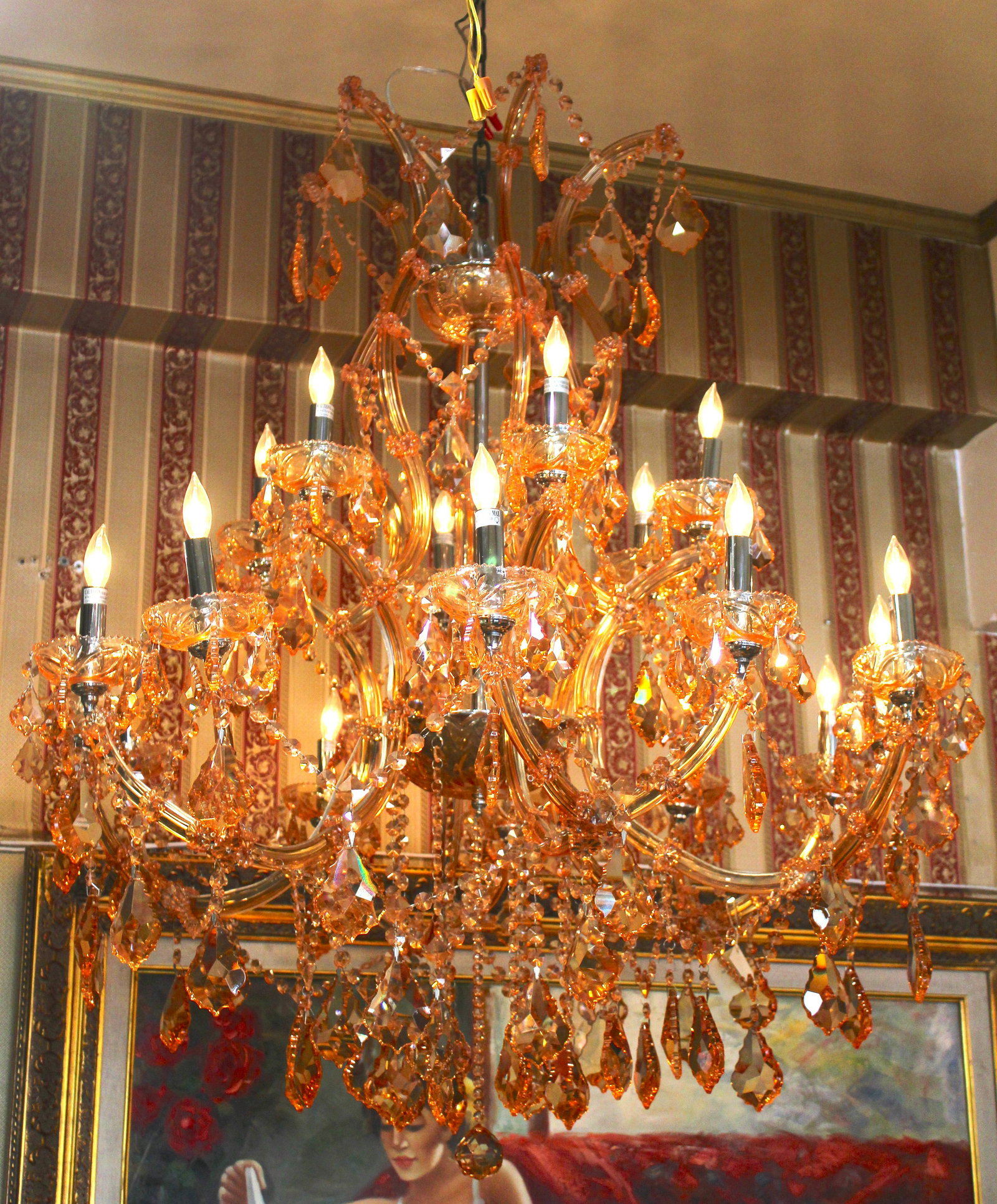 Hand Cut Champagne Crystal Chandelier (1 of 4)