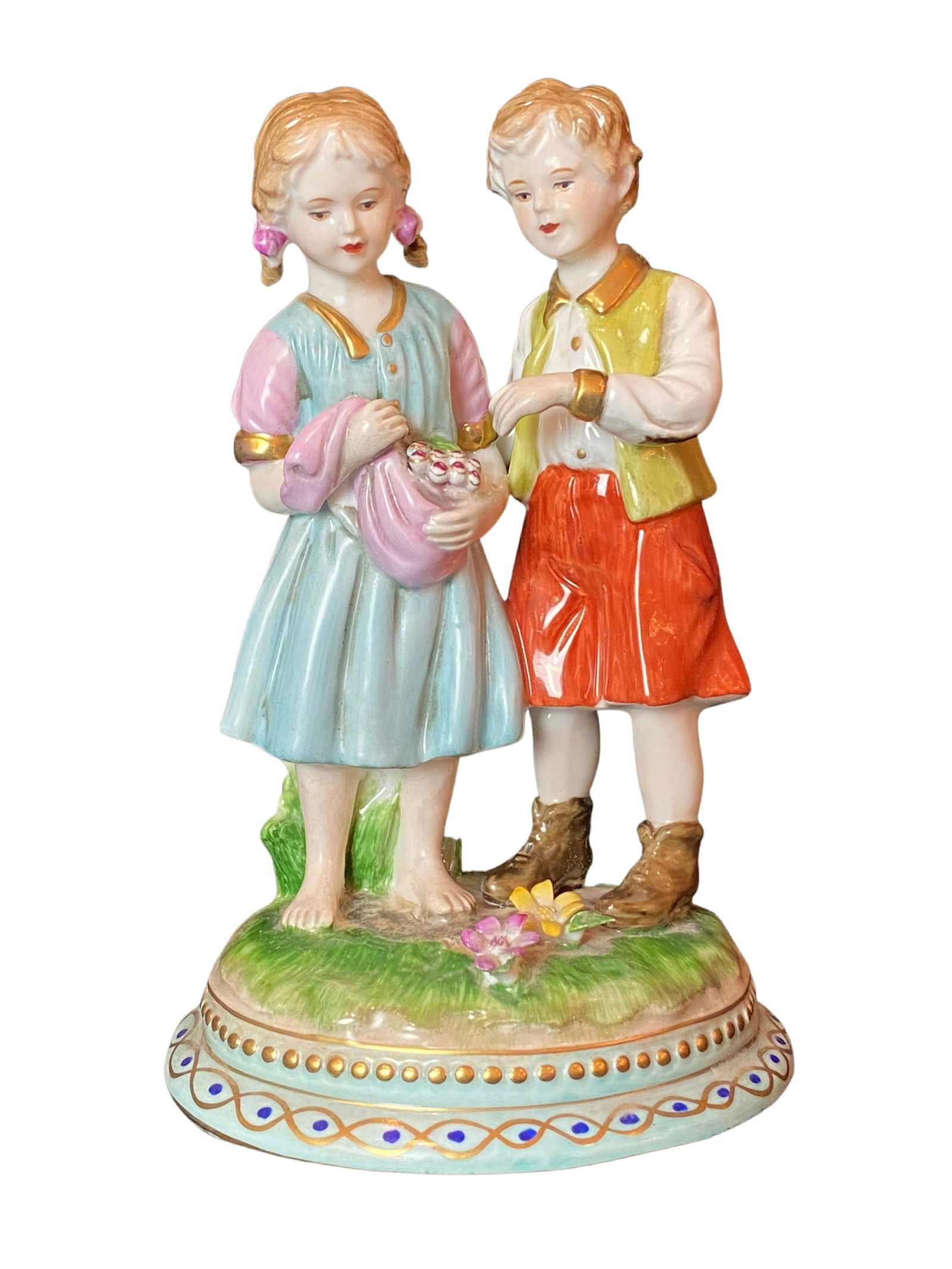 Porcelain Figurine of a Boy and Girl Picking Fruit (1 of 5)