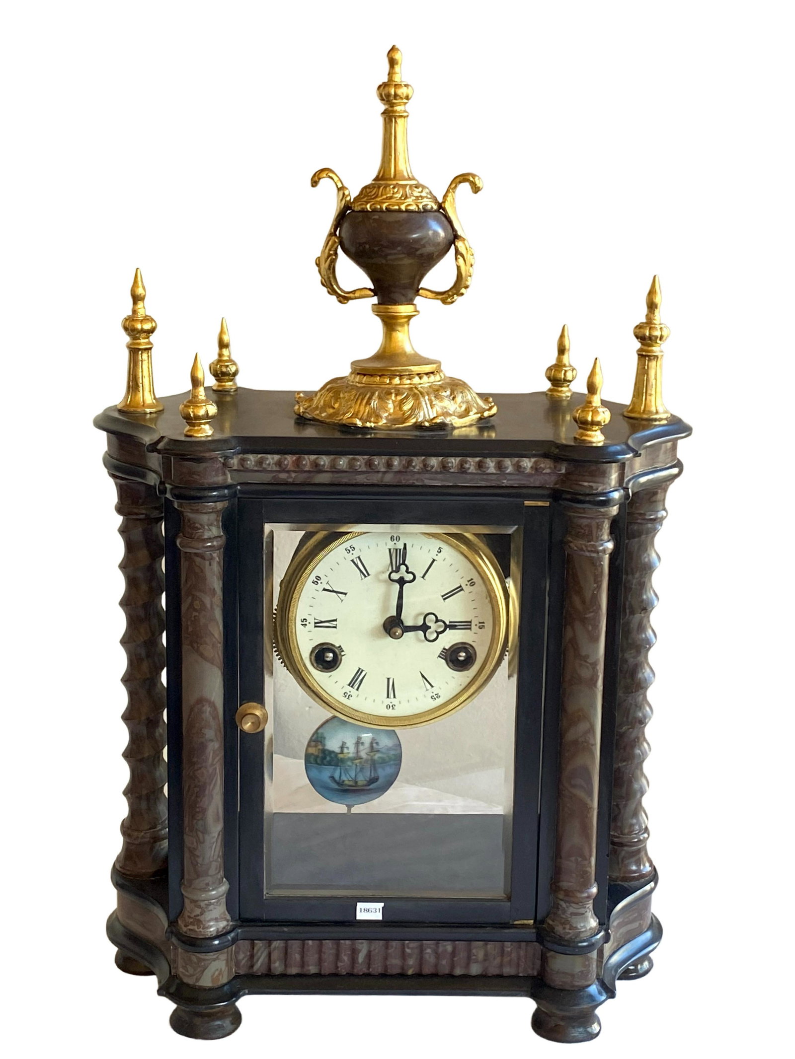 Vintage Ormolu Mounted Marble Mantel Clock (1 of 7)