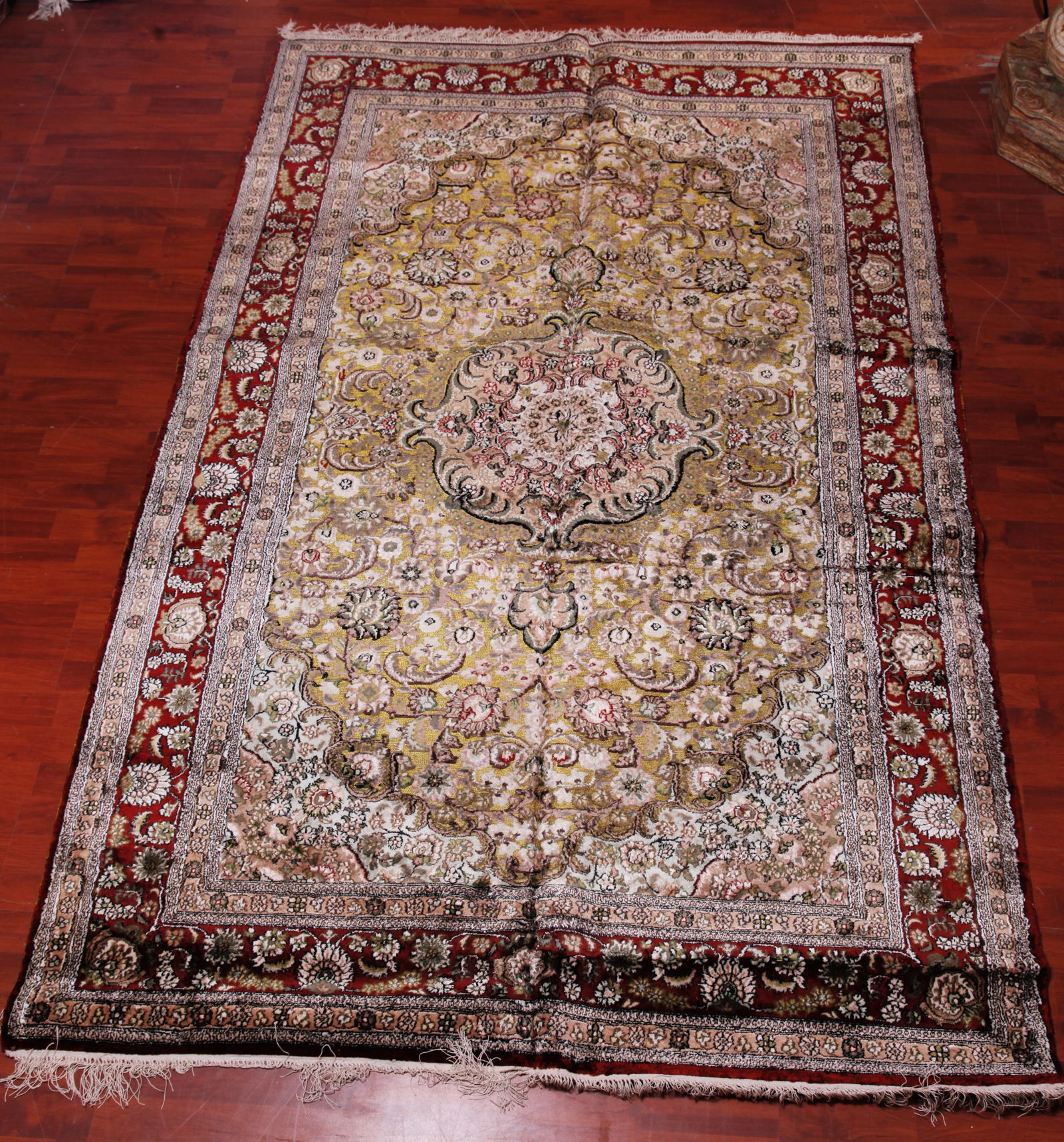 Hand Knotted Persian Silk on Silk Rug w/ Gold Threads (1 of 20)
