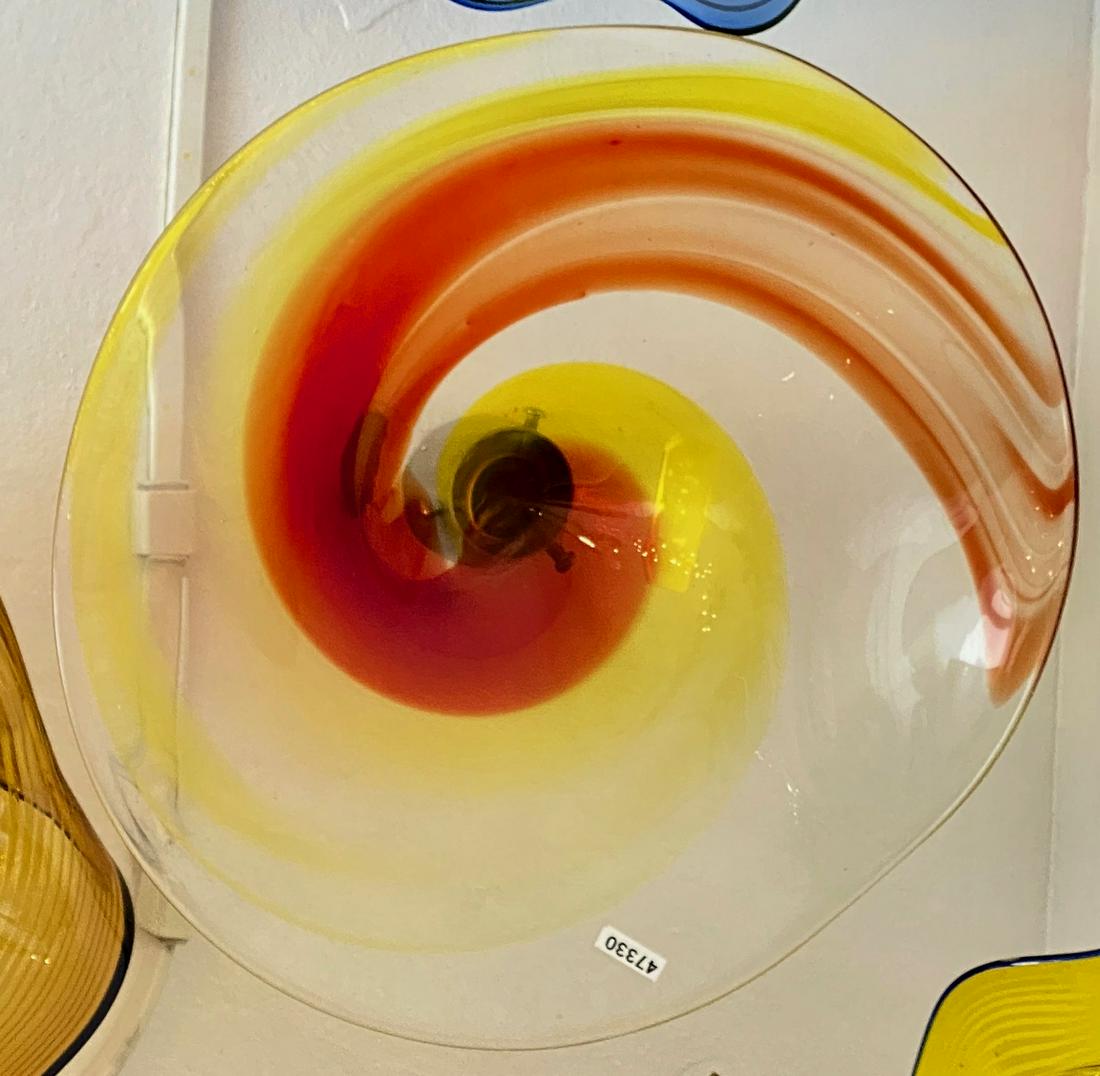 Artisan Blown Art Glass Plate: Artisan Blown Art Glass Plate. Wall mount included Approx. 16" Diameter
