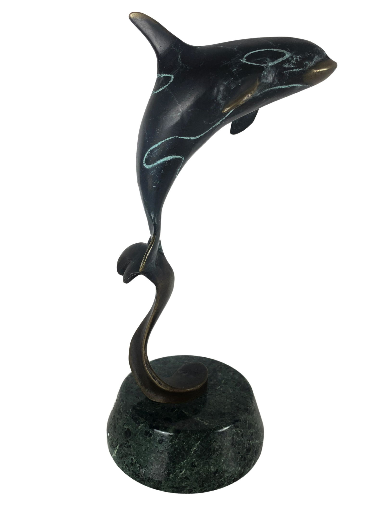 Bronze Orca on Green Marble Base (1 of 12)