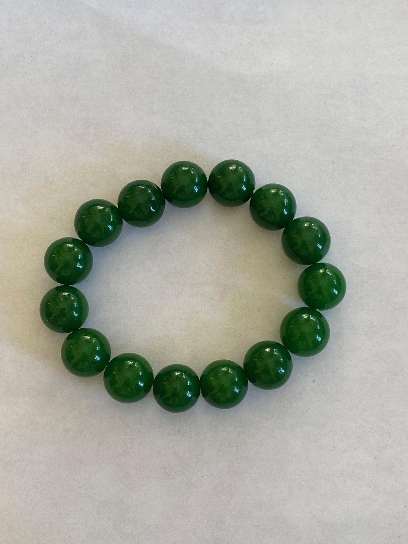Spinach Green Round Bead Jade Bracelet (1 of 3)