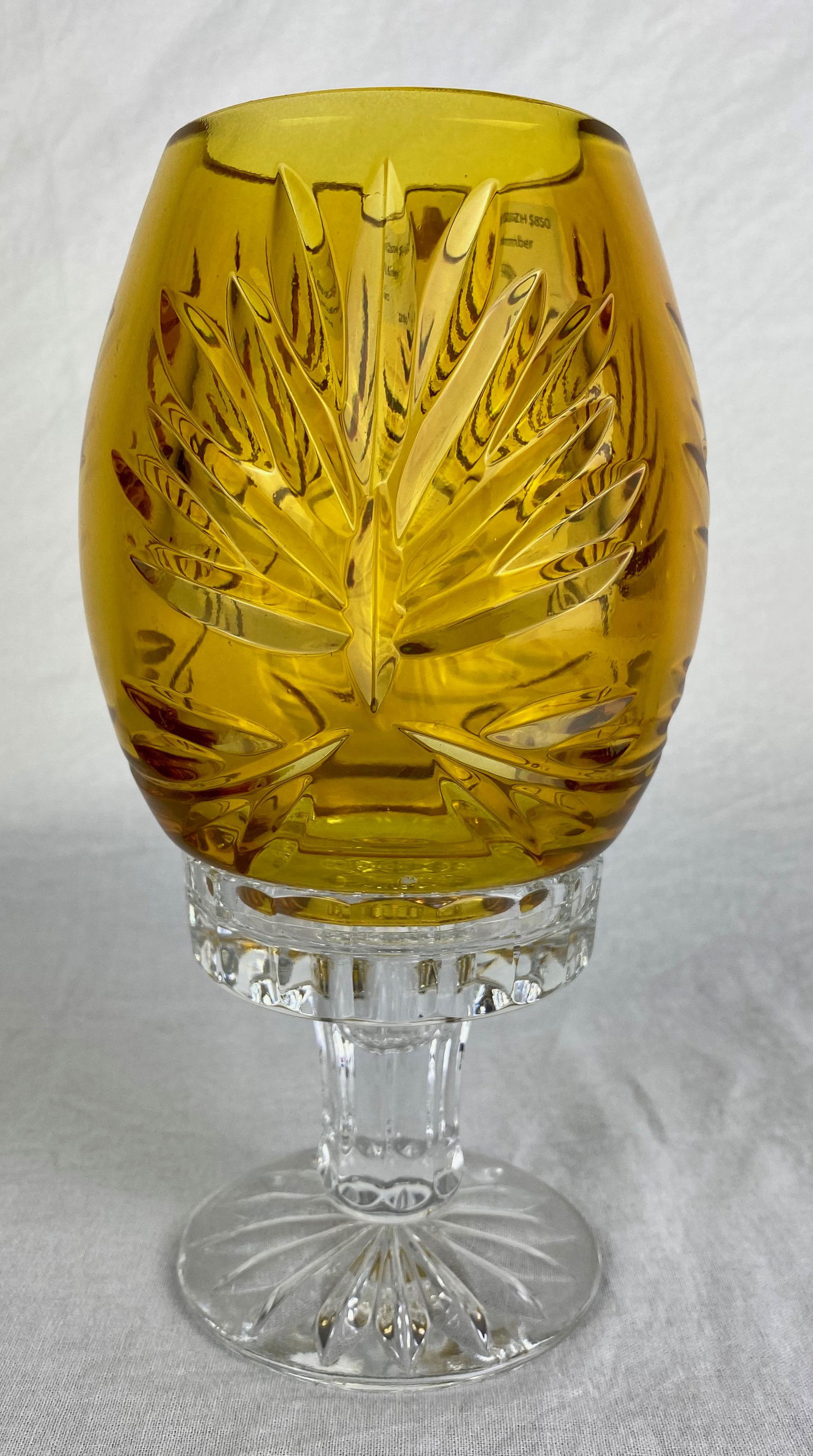 Royal Doulton Hand Cut Amber and Clear Crystal Tealight (1 of 4)