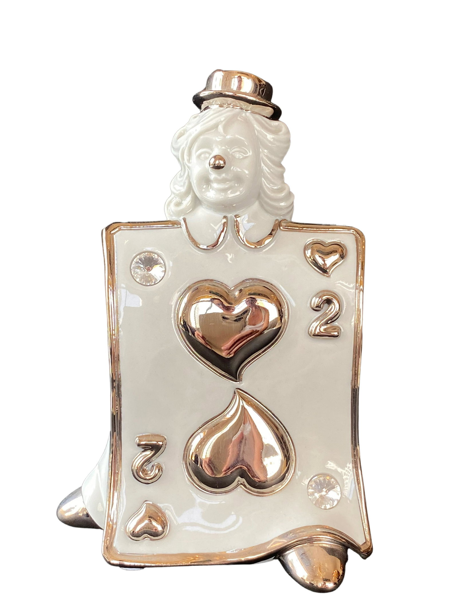 Limoges Porcelain w/ Swarovski Crystals ''Playing Card'': Limoges Porcelain w/ Swarovski Crystals ''Playing Card'' Approximately 4.5 x 3.5 x 2 inches.