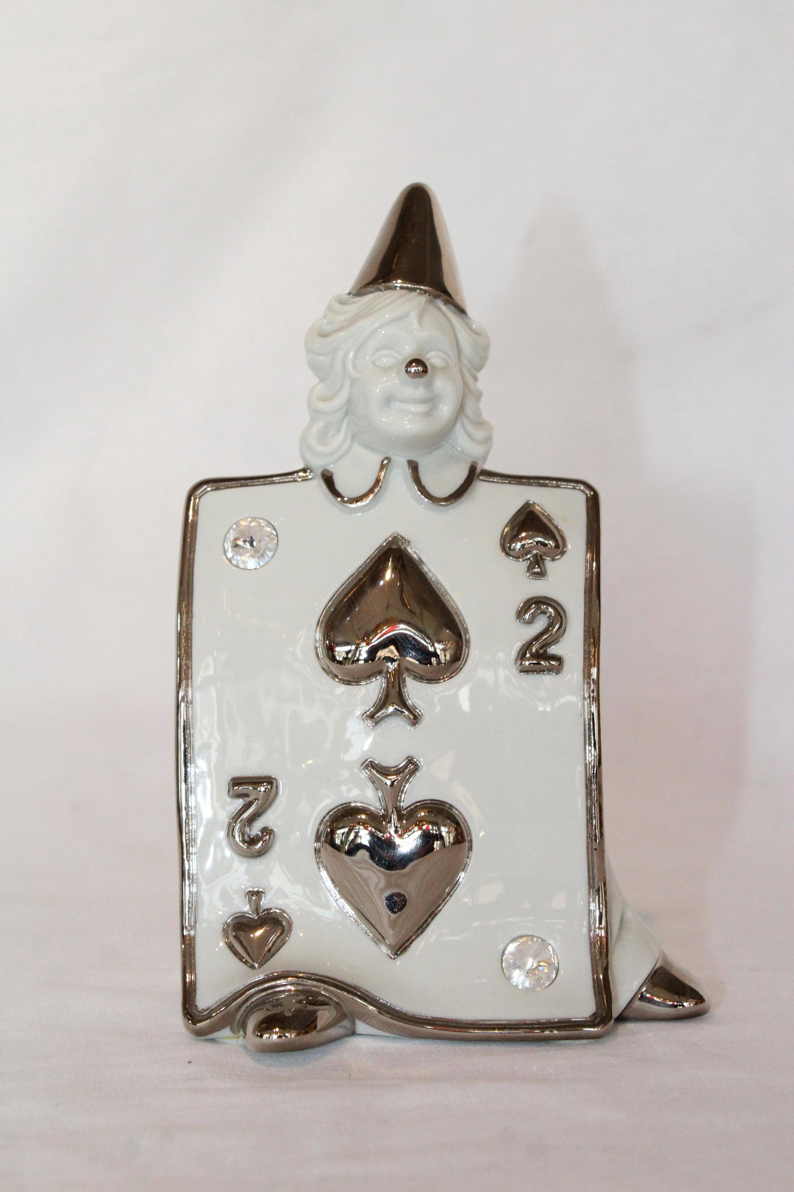Limoges Porcelain w/ Swarovski Crystals ''Playing Card'': Limoges Porcelain w/ Swarovski Crystals ''Playing Card''< Approximately 4.5 x 3.5 x 2 inches.