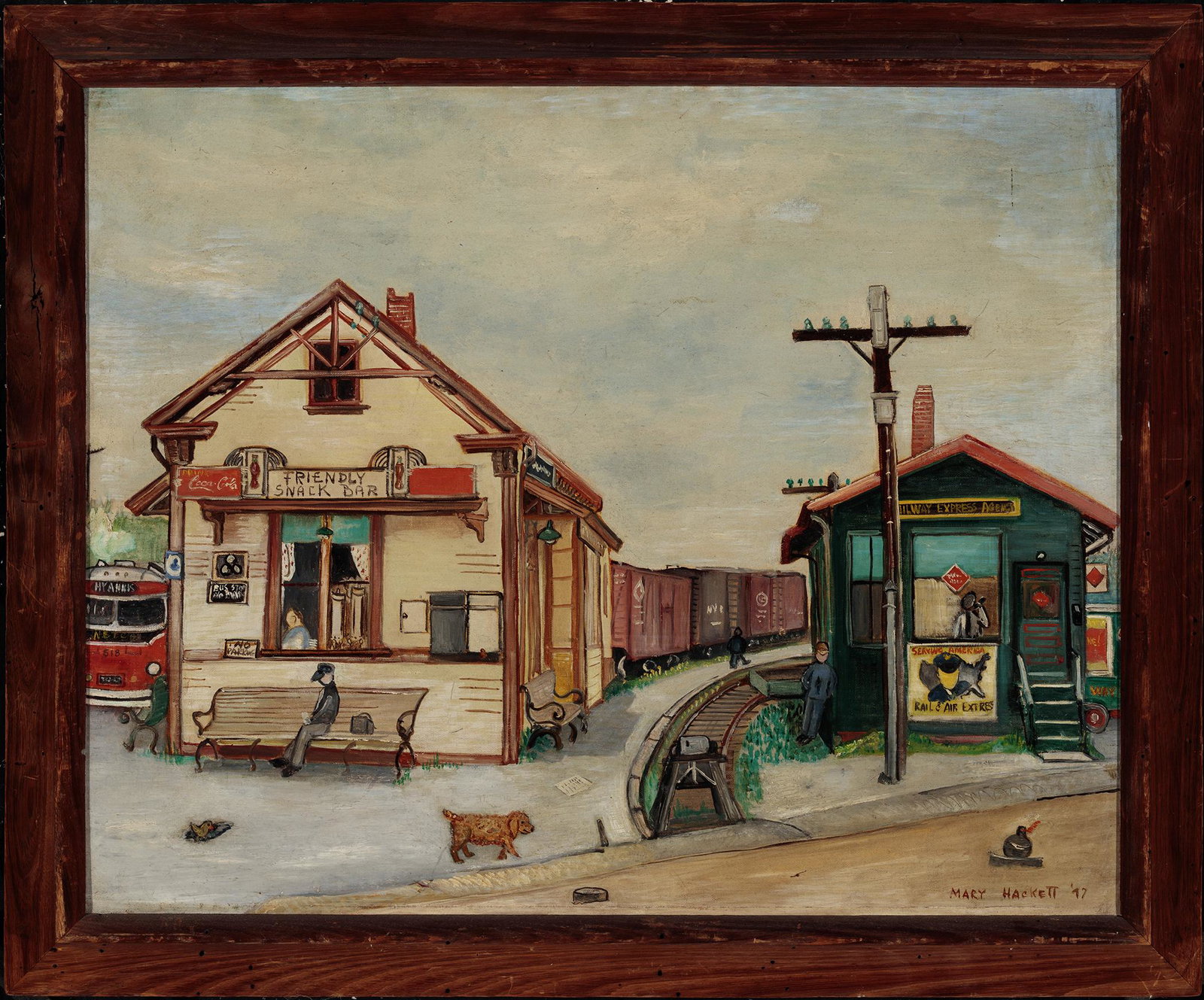 Mary Hackett (1906-1989)   Hyannis Bus and Train (1 of 1)