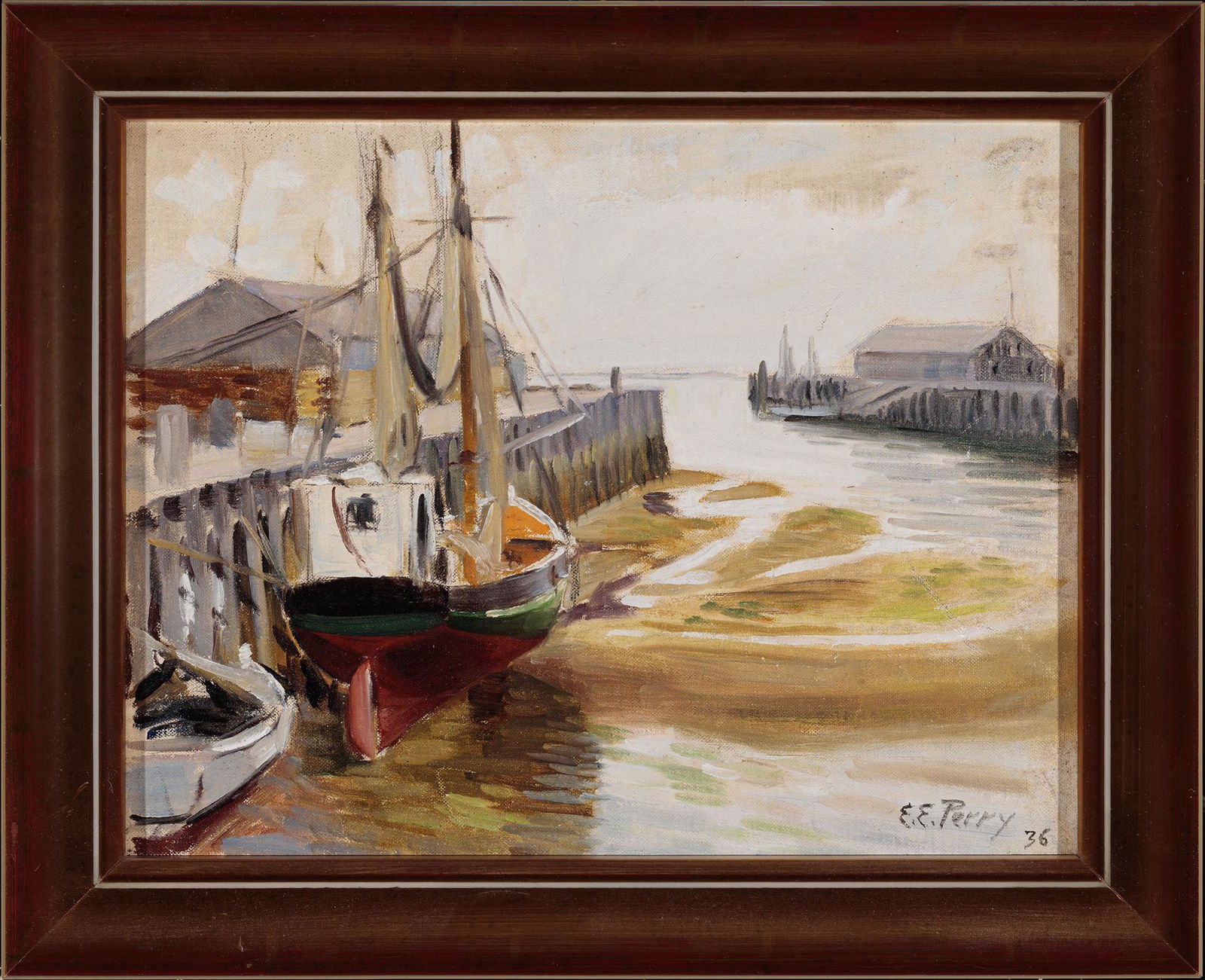 Ernest Perry (1875-1959) Low Tide, Provincetown: Ernest Perry (1875-1959) Low Tide, Provincetown Harbor, 1936 Oil on panel Signed lower right