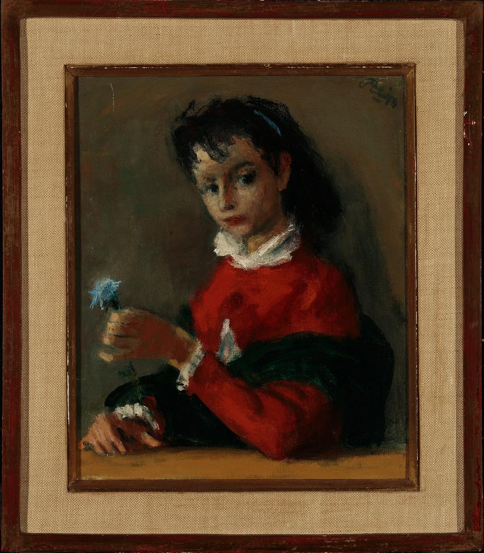 Robert Philipp, Untitled (Girl with Flower), n.d., Oil on canvas: Robert Philipp (1895-1981) Untitled (Girl with Flower), n.d. Oil on canvas Signed upper right