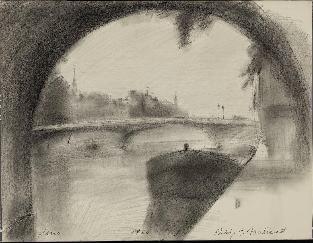Philip Malicoat, Paris, 1960, Charcoal on paper: Philip Malicoat (1908-1981) Paris, n.d. Charcoal on paper Signed lower left