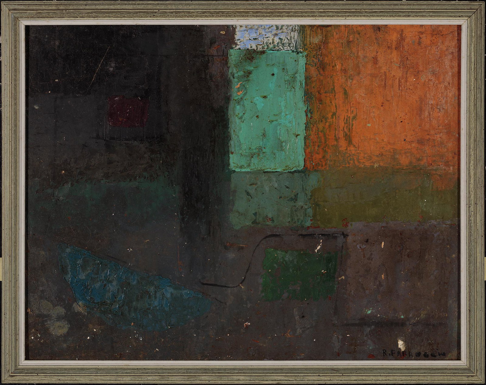 Remo Farruggio, Untitled (Abstract with Orange), n.d., Oil on panel: Remo Farruggio (1904-1981) Untitled (Abstract with Orange), n.d. Oil on panel Signed lower right
